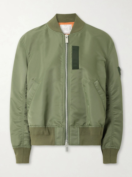  Sacai   Pleated Padded Shell Bomber Jacket   Army Green 