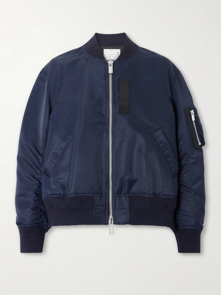  Sacai   Pleated Padded Shell Bomber Jacket   Navy 