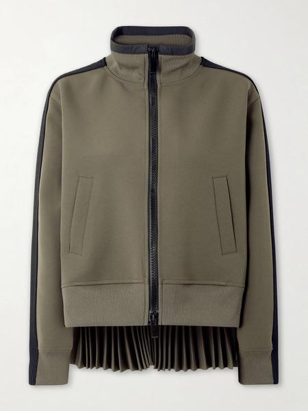  Sacai   Pleated Tech Jersey Blouson Jacket   Green 
