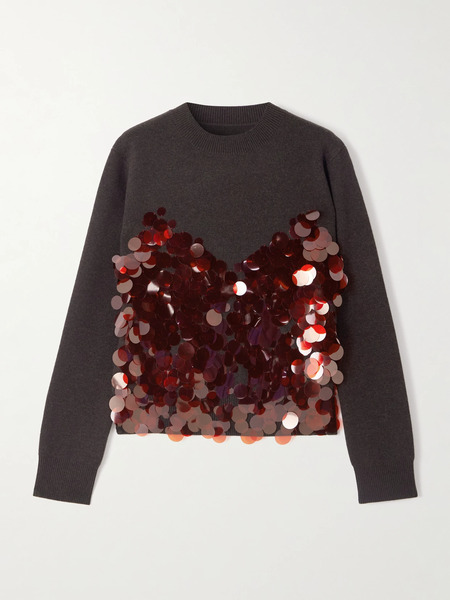  Sacai   Sequined Wool Sweater   Brown 