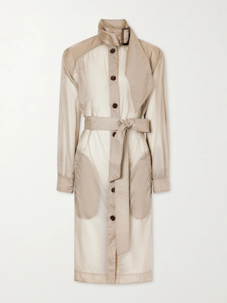  Saint Laurent   Belted Shell Midi Dress   Beige 