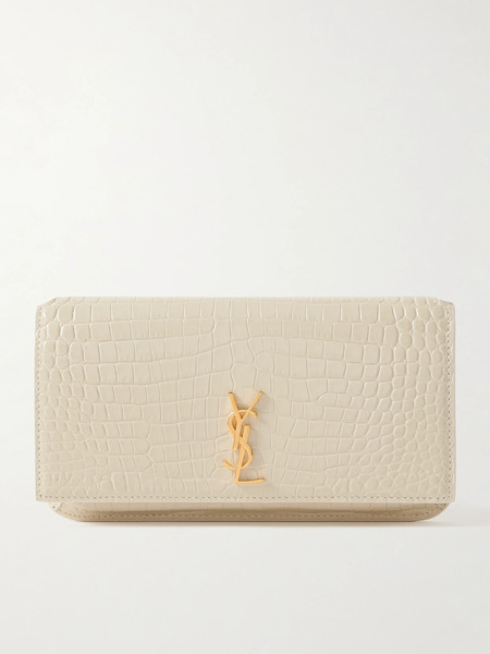  Saint Laurent   Cassandre Croc Effect Leather Phone Case   Cream 