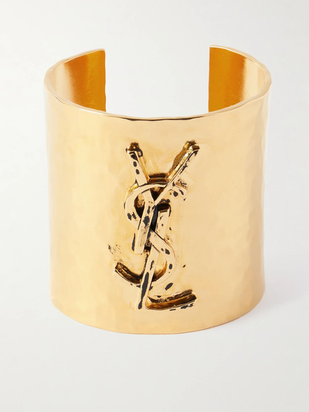  Saint Laurent   Cassandre Gold Tone Cuff   S 