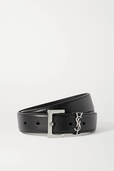  Saint Laurent   Cassandre Leather Belt   Black 