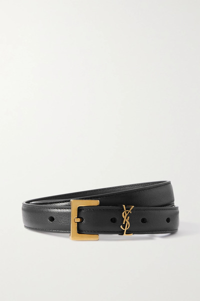  Saint Laurent   Cassandre Leather Belt   Black 