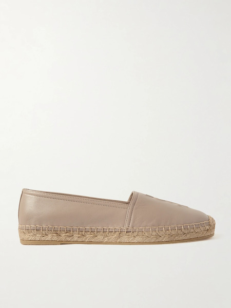  Saint Laurent   Cassandre Logo Embossed Leather Espadrilles   Neutral 