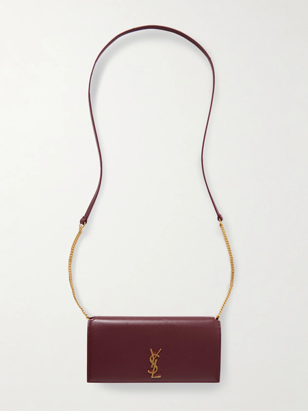  Saint Laurent   Cassandre Strap Leather Phone Case   Burgundy 