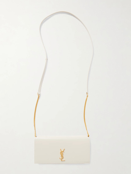  Saint Laurent   Cassandre Strap Leather Phone Case   Cream 
