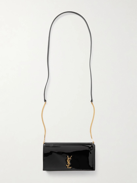 Saint Laurent   Cassandre Strap Patent Leather Phone Case   Black 