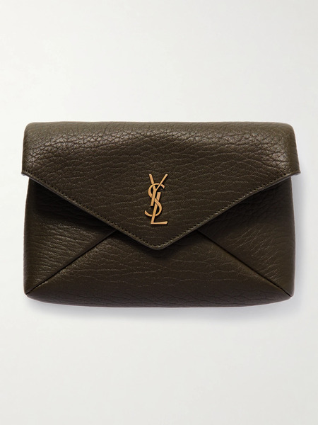  Saint Laurent   Cassandre Textured Leather Shoulder Bag   Green 