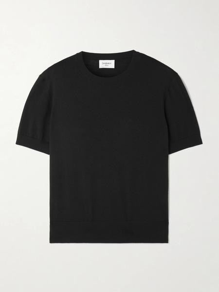  Saint Laurent   Cropped Wool T Shirt   Black 