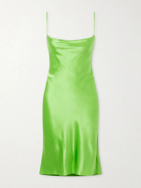  Saint Laurent   Draped Silk Satin Mini Dress   Green 
