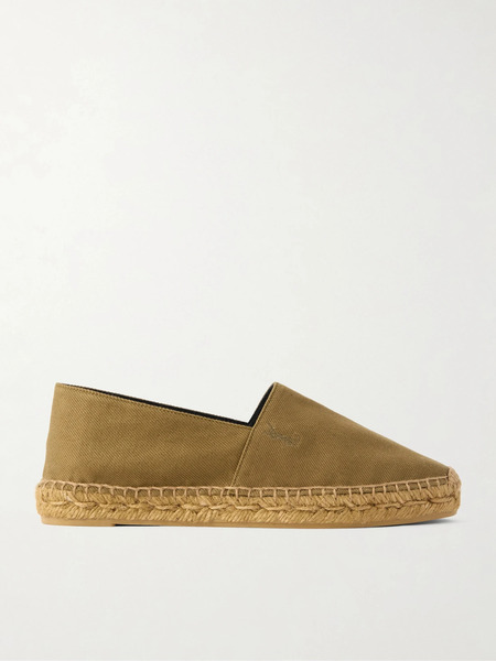 Saint Laurent   Embroidered Canvas Espadrilles   Green 