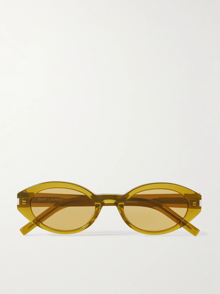  Saint Laurent Eyewear   Oval Frame Acetate Sunglasses   Green 