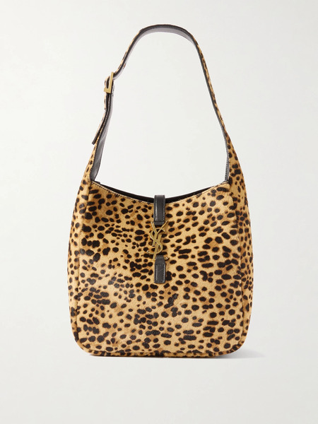  Saint Laurent   Le 5 à 7 Supple Small Leather Trimmed Leopard Print Pony Hair Shoulder Bag   Leopard Print 