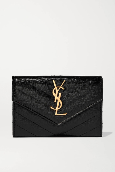  Saint Laurent   Monogramme Envelope Quilted Textured Leather Wallet   Black 