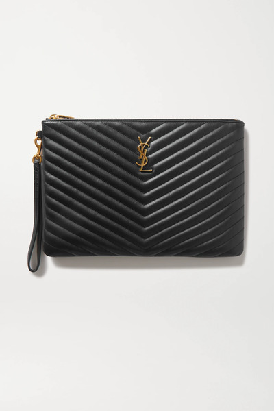  Saint Laurent   Monogramme Quilted Leather Pouch   Black 