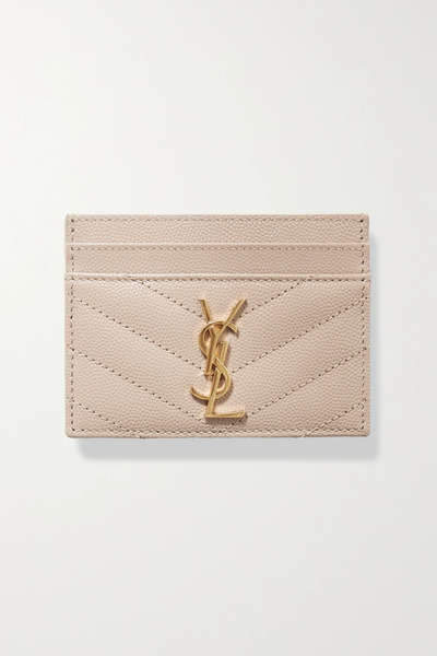  Saint Laurent   Monogramme Quilted Textured Leather Cardholder   Beige 