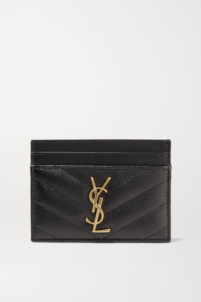 Saint Laurent   Monogramme Quilted Textured Leather Cardholder   Black 