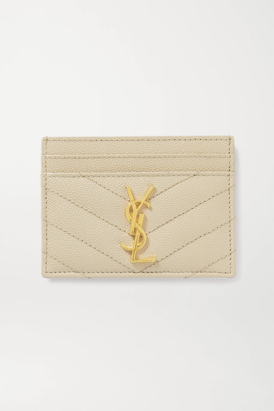  Saint Laurent   Monogramme Quilted Textured Leather Cardholder   Cream 