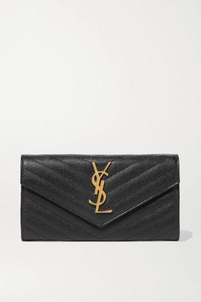  Saint Laurent   Monogramme Quilted Textured Leather Wallet   Black 