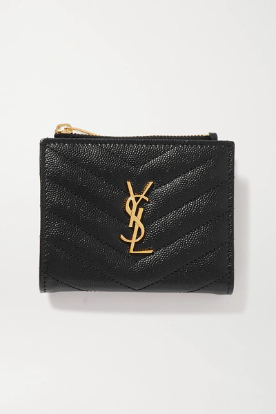  Saint Laurent   Monogramme Quilted Textured Leather Wallet   Black 