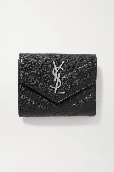  Saint Laurent   Monogramme Quilted Textured Leather Wallet   Black 