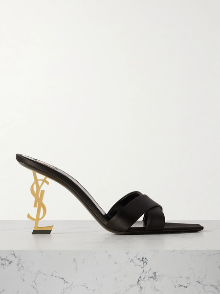  Saint Laurent   Opyum Satin Mules   Black 