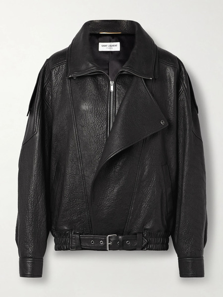 Saint Laurent   Oversized Textured Leather Jacket   Black 