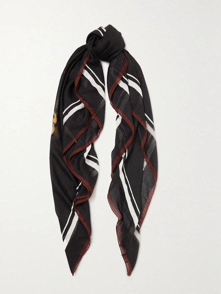  Saint Laurent   Printed Modal And Cashmere Blend Scarf   Black 