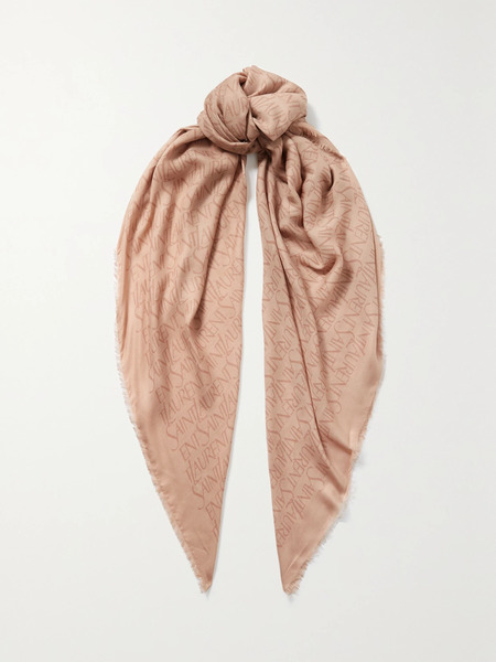  Saint Laurent   Printed Modal And Cashmere Blend Twill Scarf   Beige 
