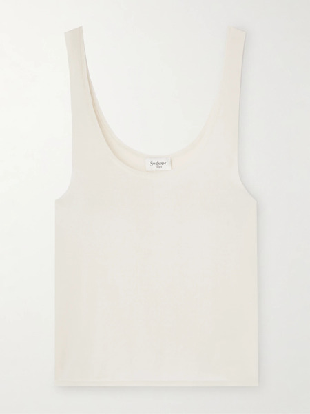  Saint Laurent   Wool, Cashmere And Silk Blend Tank Top   Ivory 