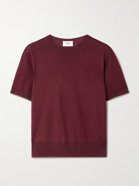 Saint Laurent   Wool, Cashmere And Silk Blend Top   Burgundy 