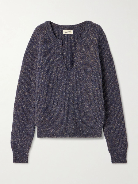  Sanderlak   Ribbed Wool Blend Sweater   Navy 