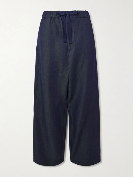  Sanderlak   Wool Blend Twill Wide Leg Pants   Navy 