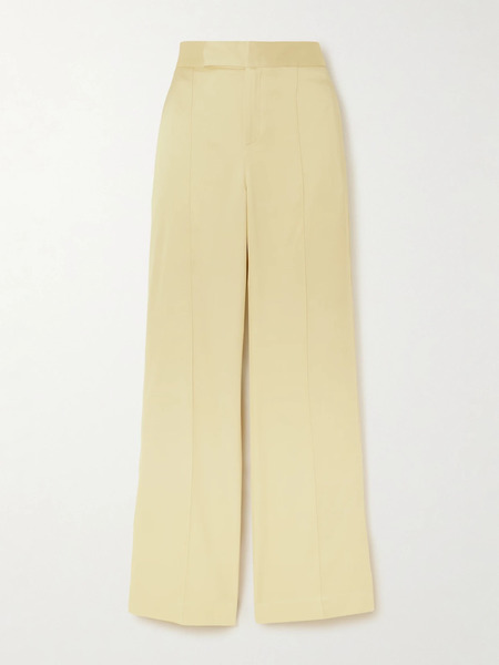  Sasuphi   Andrea Silk Blend Satin Straight Leg Pants   Yellow 