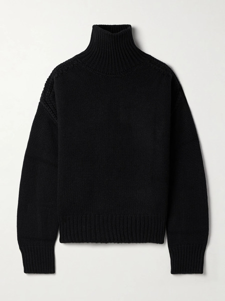  Sasuphi   Oversized Cutout Ribbed Cashmere Turtleneck Sweater   Black 