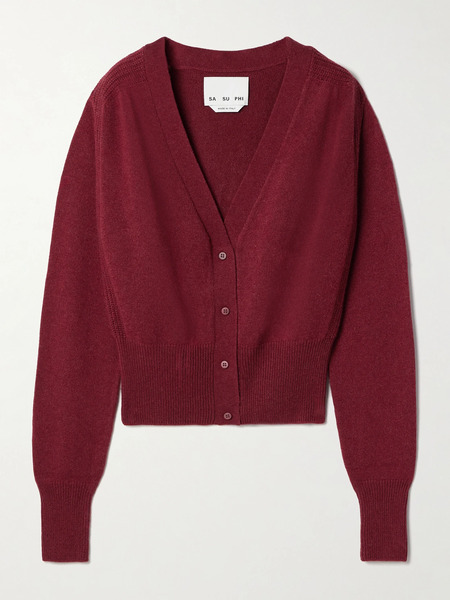  Sasuphi   Ribbed Cashmere Cardigan   Burgundy 