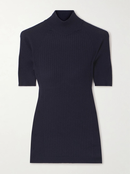  Sasuphi   Ribbed Knit Cashmere And Silk Blend Sweater   Navy 