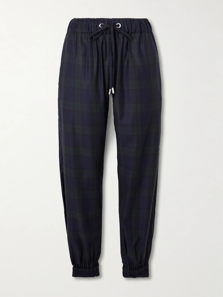  Sasuphi   Vale Checked Wool Sweatpants   Navy 