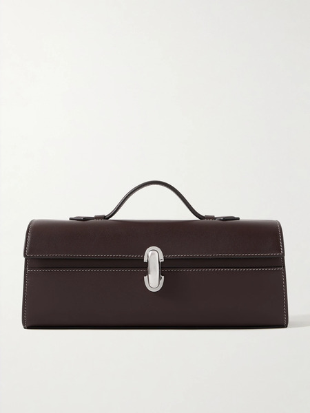  Savette   Slim Symmetry Leather Tote   Chocolate 