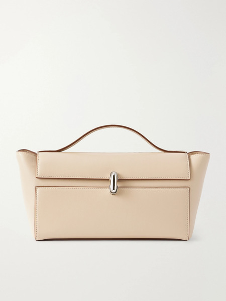  Savette   Symmetry Trapeze Pochette Leather Tote   Neutral 