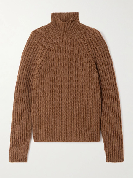  Sease   Athos Ribbed Cashmere Turtleneck Sweater   Brown 