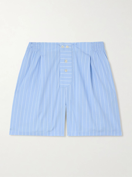  Sébline   Striped Cotton Shorts   Light Blue 