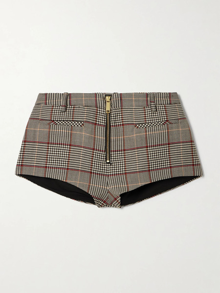  Self Portrait   Houndstooth Woven Shorts   Brown 