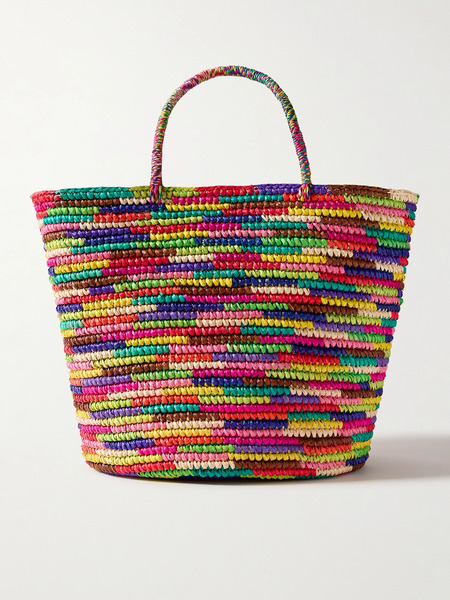  Sensi Studio   Large Straw Tote   Fuchsia 