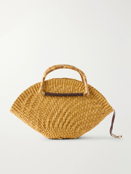  Sensi Studio   Leather Trimmed Straw Tote   Sand 
