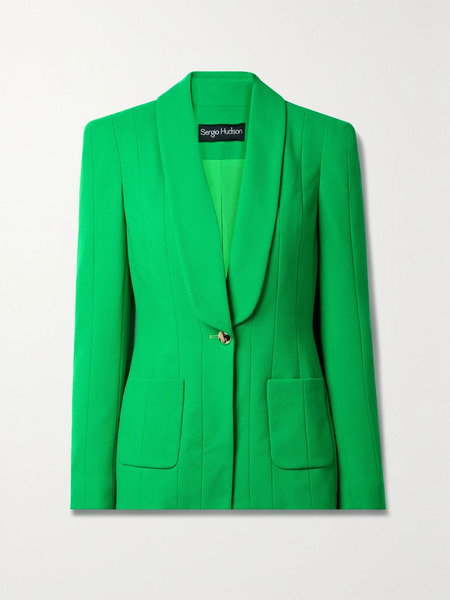  Sergio Hudson   Stretch Wool Crepe Blazer   Green 