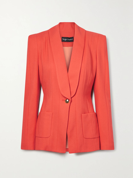  Sergio Hudson   Stretch Wool Crepe Blazer   Orange 