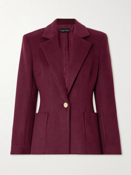  Sergio Hudson   Wool And Cashmere Blend Blazer   Burgundy 